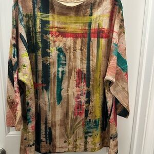 NWT Ali  Miles abstract colorful artsy chic Lagenlook XL